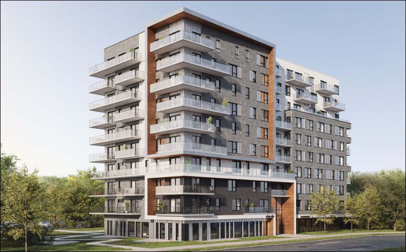 Cloriacité and the Fonds immobilier de solidarité FTQ are close to completing their 10-storey Pôle Léo apartment project in the Montreal region.