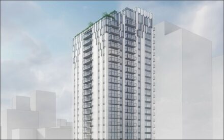 Proposed apartment building development site in downtown Vancouver.