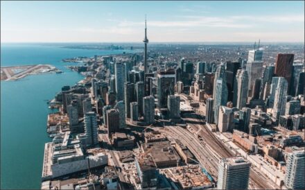 Aerial photo of downtown Toronto.