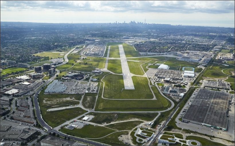 Aerial photo of the former Downsview Airport in Toronto.